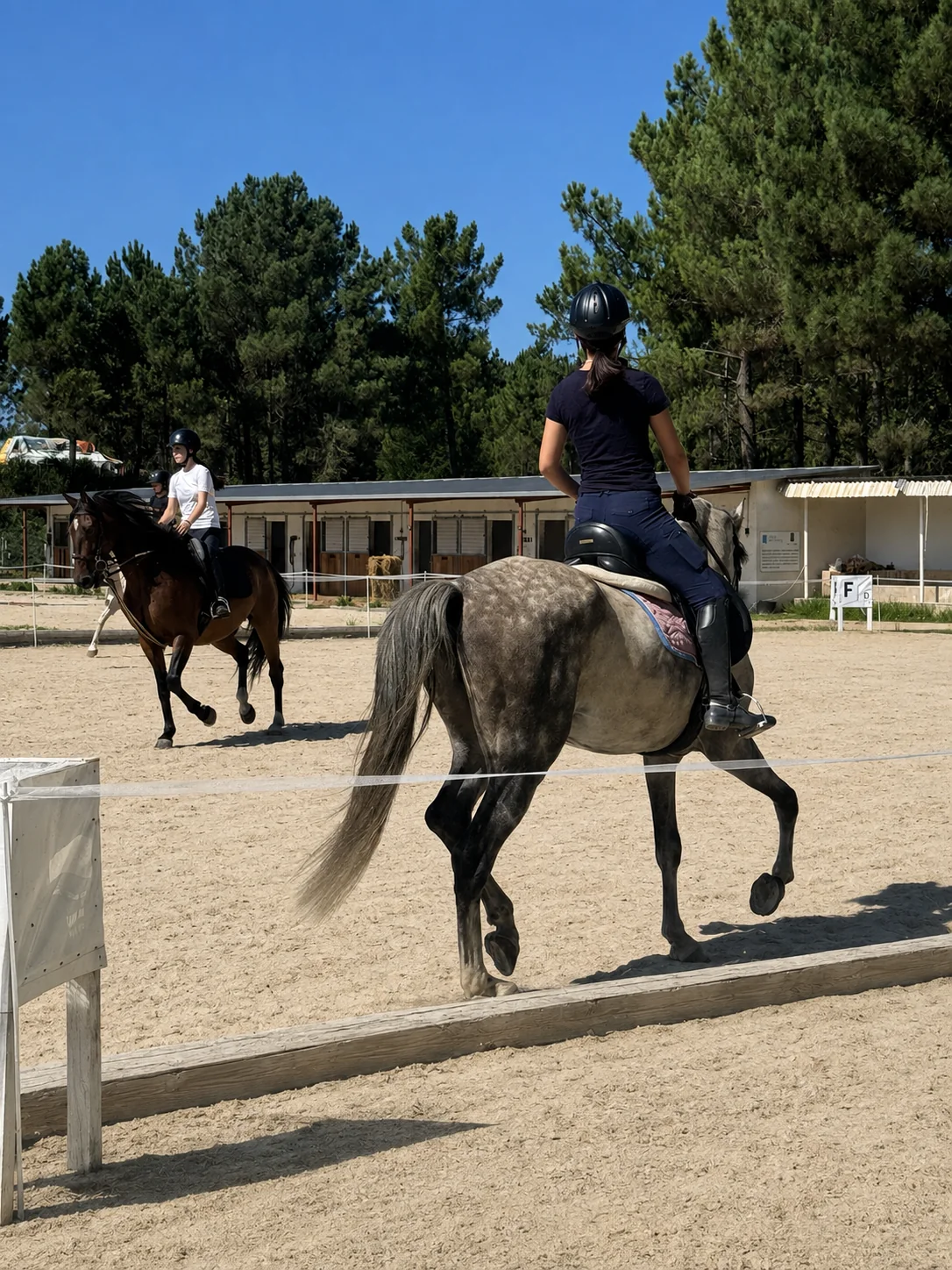 Clase de equitación en la pista exterior de Hípica San Amaro